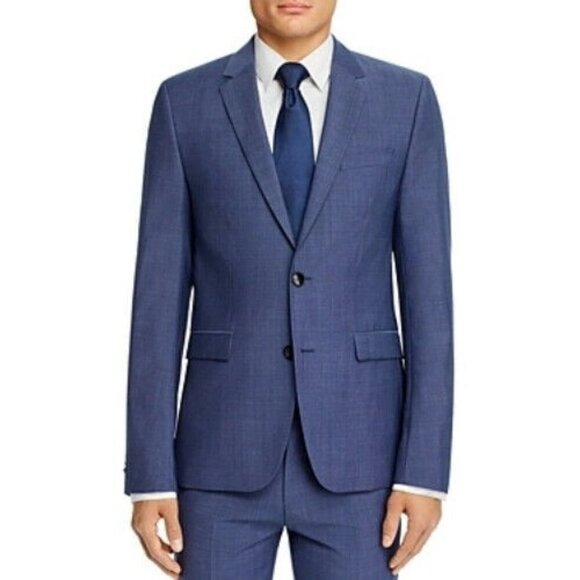Hugo BOSS Astian Tic Weave Extra Slim Fit Suit Jacket Blue Size 42R - Picture 1 of 6